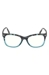 Tom Ford Square Acetate Blue Block Glasses In Havana/teal/t Logo