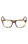 Tom Ford 52mm Square Blue Light Blocking Glasses In Vintage Havana/t Logo