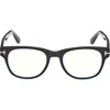 Tom Ford 52mm Square Blue Light Blocking Optical Glasses In Black Eco/t Logo