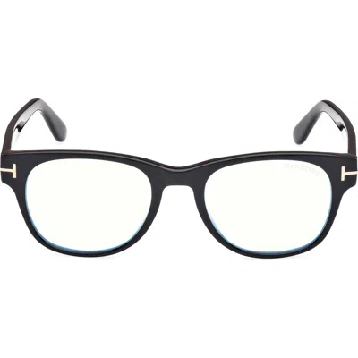 Tom Ford 52mm Square Blue Light Blocking Optical Glasses In Black Eco/t Logo