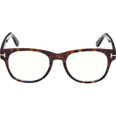 Tom Ford 52mm Square Blue Light Blocking Optical Glasses In Havana Eco/t Logo