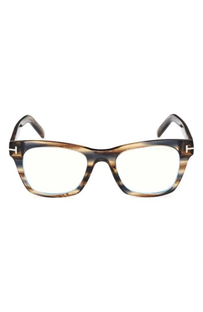 Tom Ford 52mm Square Blue Light Blocking Optical Glasses In Multi