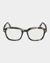 Tom Ford 53mm Blue Block Rectangular Eyeglasses In Gray