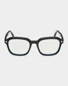 Tom Ford 53mm Blue Block Rectangular Eyeglasses In Black