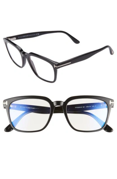 Tom Ford 53mm Blue Light Blocking Square Optical Glasses In Black