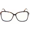 Tom Ford 53mm Butterfly Blue Light Blocking Glasses In Vintage Havana Rose Gold