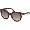 Tom Ford 53mm Butterfly Sunglasses