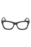 Tom Ford 53mm Cat Eye Blue Light Blocking Optical Glasses In Black