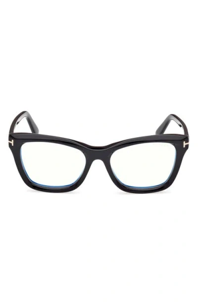 Tom Ford 53mm Cat Eye Blue Light Blocking Optical Glasses In Black