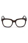 Tom Ford 53mm Geometric Blue Light Blocking Glasses In Havana/blue Block