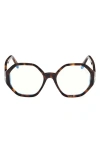 Tom Ford 53mm Geometric Optical Glasses In Vintage Havana Eco/t Logo