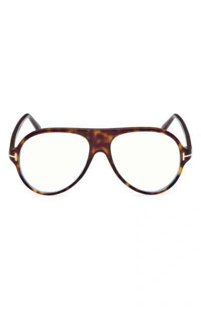 Tom Ford 53mm Pilot Blue Light Blocking Optical Glasses In Blue