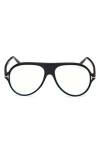 Tom Ford 53mm Pilot Blue Light Blocking Optical Glasses In Black