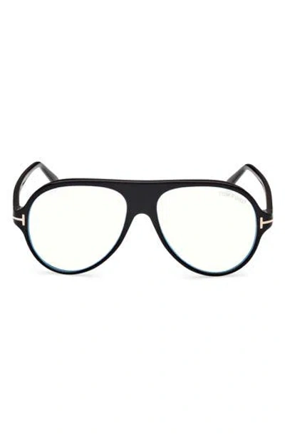 Tom Ford 53mm Pilot Blue Light Blocking Optical Glasses In Black