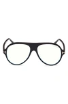 Tom Ford Ft5012b Pilot-frame Glasses In Black Eco/blue Block