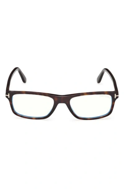 TOM FORD TOM FORD 53MM RECTANGULAR BLUE LIGHT BLOCKING GLASSES
