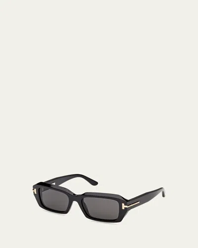 Tom Ford 53mm Rectangular Sunglasses In Black/smoke