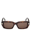 Tom Ford 53mm Rectangular Sunglasses In Brown