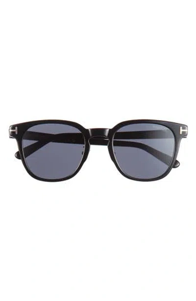Tom Ford 53mm Round Sunglasses In Black