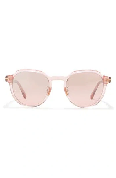 Tom Ford 53mm Round Sunglasses In Pink/gradient Mirror Violet