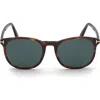Tom Ford 53mm Round Sunglasses In Red Havana