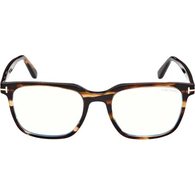 Tom Ford 53mm Square Blue Light Blocking Glasses In Dark Brown/smoke