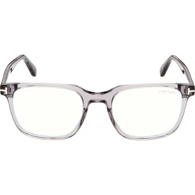 Tom Ford 53mm Square Blue Light Blocking Glasses In Grey/smoke