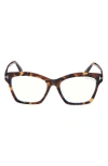 Tom Ford 53mm Square Blue Light Blocking Optical Glasses In Brown