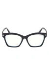 Tom Ford 53mm Square Blue Light Blocking Optical Glasses In Black