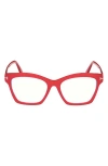 Tom Ford 53mm Square Blue Light Blocking Optical Glasses In Red
