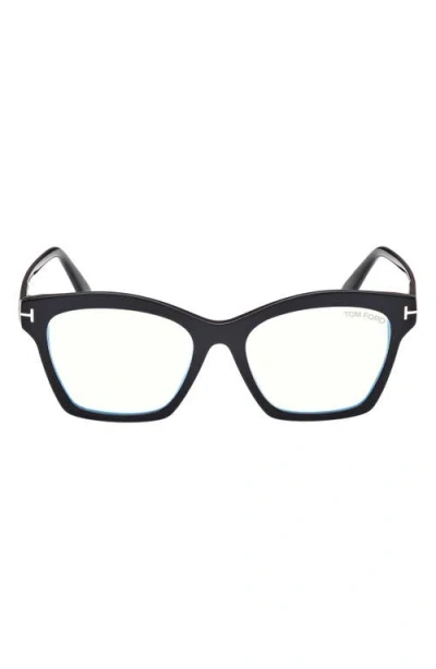 Tom Ford 53mm Square Blue Light Blocking Optical Glasses In Black