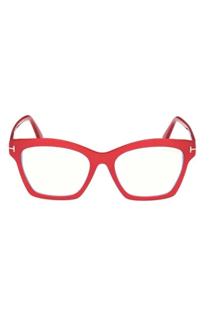 Tom Ford 53mm Square Blue Light Blocking Optical Glasses In Red