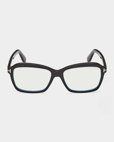 Tom Ford 54mm Blue Block Rectangular Eyeglasses In Gray