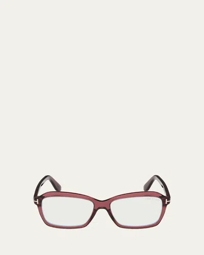 TOM FORD 54MM BLUE BLOCK RECTANGULAR EYEGLASSES