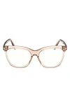 Tom Ford 54mm Butterfly Blue Light Blocking Optical Glasses In Rose Champagne/blue Block