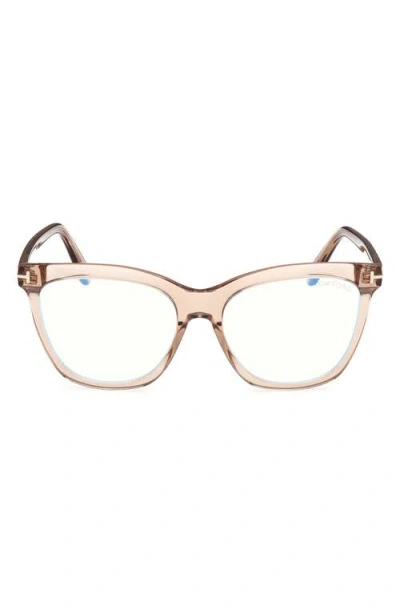 Tom Ford 54mm Butterfly Blue Light Blocking Optical Glasses In Rose Champagne/blue Block
