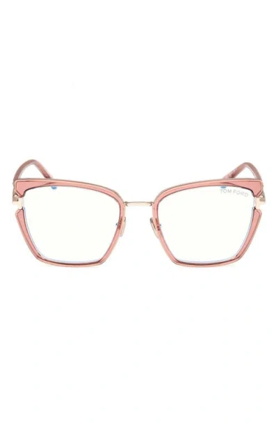 Tom Ford 54mm Butterfly Blue Light Blocking Optical Glasses In Pink