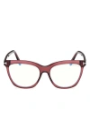 Tom Ford 54mm Butterfly Blue Light Blocking Optical Glasses In Transparent Wine/blue Block