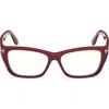 Tom Ford 54mm Butterfly Optical Glasses In Burgundy