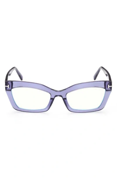 Tom Ford 54mm Cat Eye Blue Light Blocking Glasses In Shiny Bordeaux/grad Bordeaux