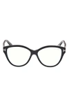 Tom Ford 54mm Cat Eye Blue Light Blocking Optical Glasses In Black