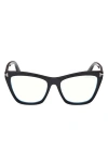 Tom Ford 54mm Cat Eye Blue Light Blocking Optical Glasses In Black