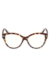 Tom Ford 54mm Cat Eye Blue Light Blocking Optical Glasses In Multi
