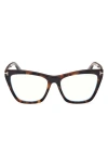 Tom Ford 54mm Cat Eye Blue Light Blocking Optical Glasses In Vintage Havana Eco/t Logo