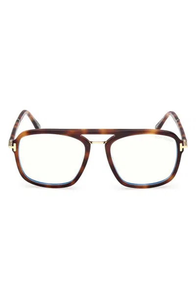 Tom Ford 54mm Navigator Blue Light Blocking Glasses In Burgundy