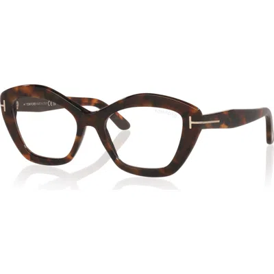 Tom Ford 54mm Rectangle Optical Glasses In Brown