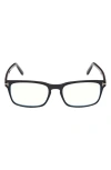 Tom Ford 54mm Rectangular Blue Light Blocking Glasses In Black Eco/t Logo