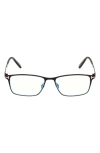 Tom Ford 54mm Rectangular Blue Light Blocking Glasses In Black/t Logo/blue Block