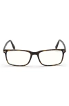 Tom Ford 54mm Rectangular Blue Light Blocking Glasses In Havana Rose Gold/t Logo