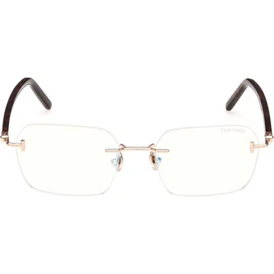 TOM FORD TOM FORD 54MM RECTANGULAR BLUE LIGHT BLOCKING OPTICAL GLASSES